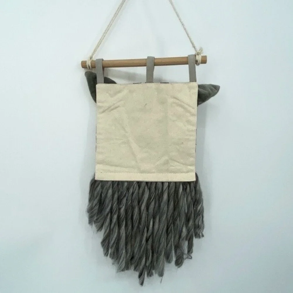 CAT Wall Hanging Textured Animal Natural Room Decor Gray Kitten Wall Art boho